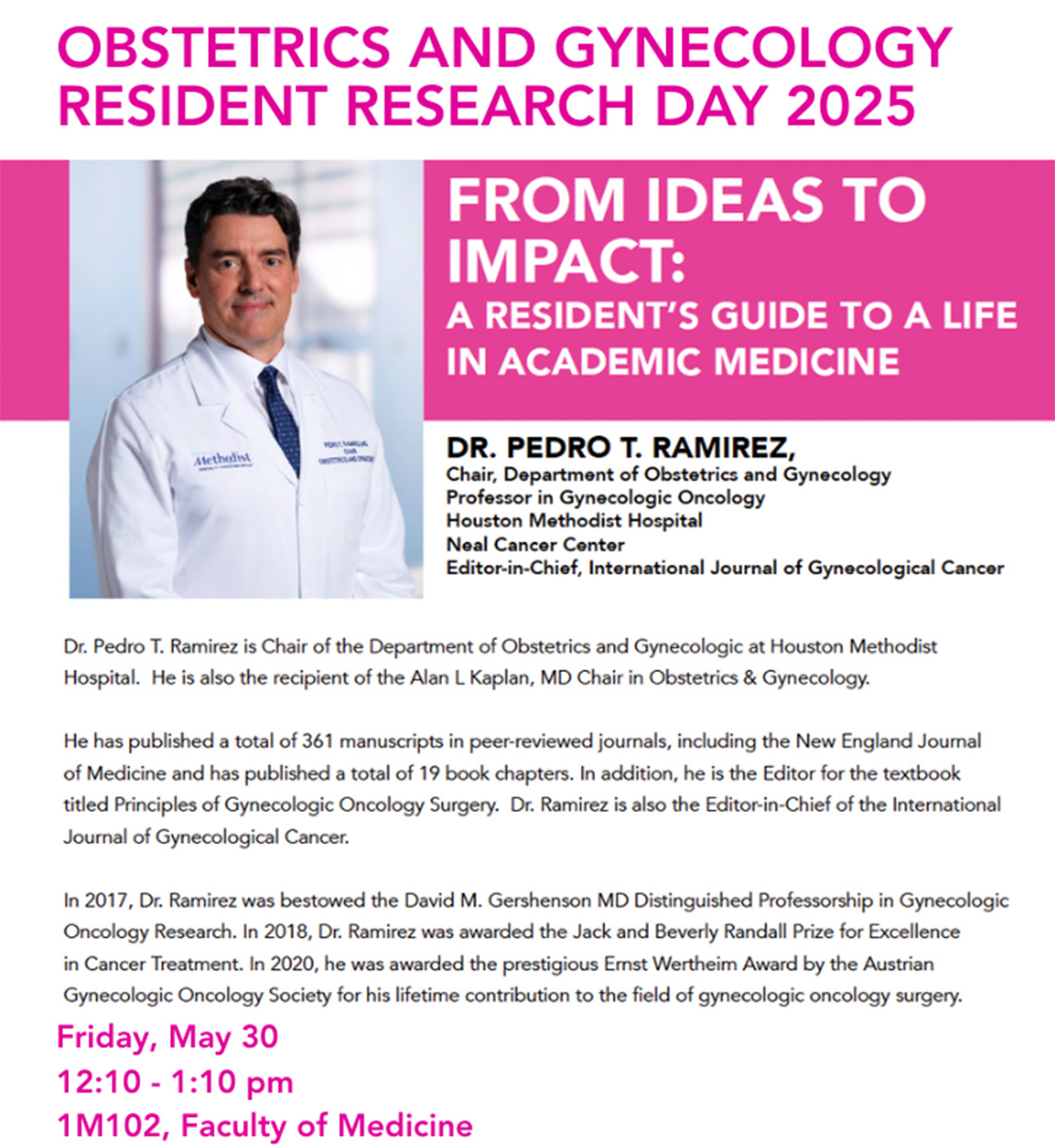 Graphic of the OBGYN Resident Research Day Speaker 2025